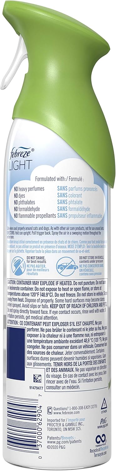 Febreze Air Mist Air Freshener Spray, Odor-Fighting Room Spray, Air Fresheners for Home and Bathroom and Kitchen, Aerosol Can, Light Lavender Scent, 8.8oz, 2 Count