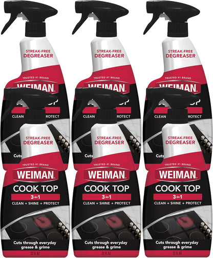 Weiman 6-Pack Cooktop Cleaning Spray – Cooktop & Oven Cleaner for Streak & Residue Free - Non-Abrasive Degreaser Safe for Glass & Ceramic