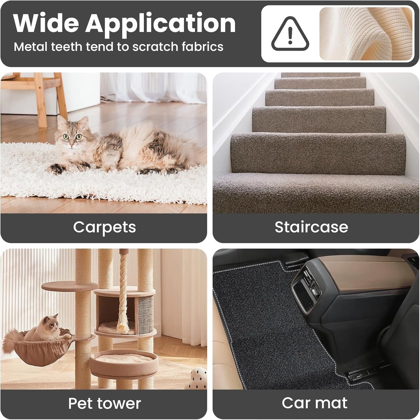 3 in 1 Carpet Rake for Pet Hair Removal, Tool Set of 3, 55” Long Handle Carpet Pet Hair Removal Carpet Scraper Dog Cat Hair Remover for Sofa, Couch, Car, Rug