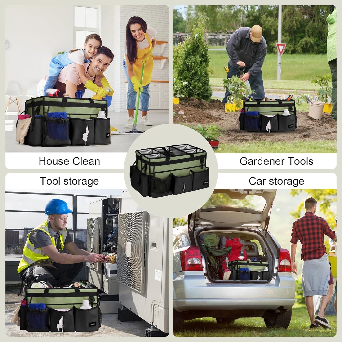 Extra-Large Wearable Cleaning Caddy With Detachable Divider,Cleaning Caddy For Cleaning Supplies Large Cleaning Supply Caddy With Adjustable Shoulder Strap & Waist Belt For Cleaners