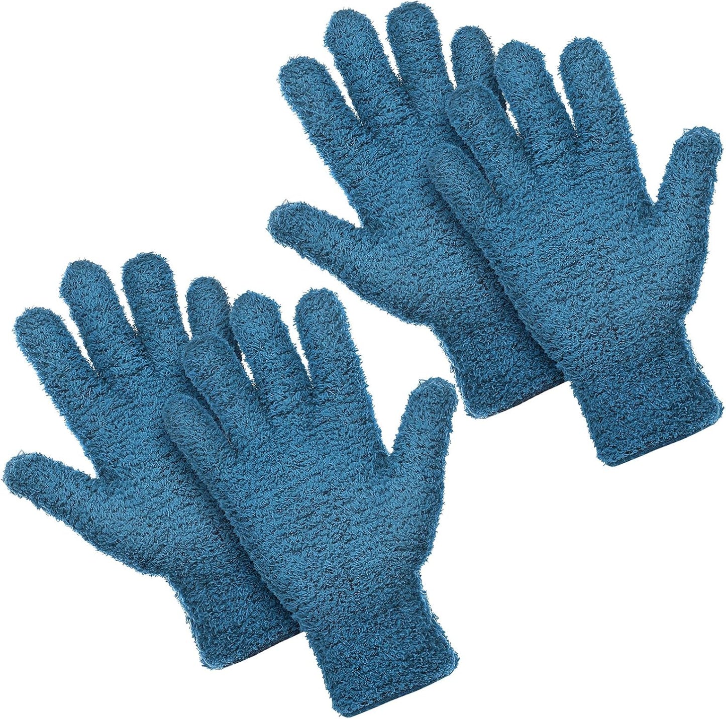 Patelai 2 Pairs Microfiber Gloves for plants Dusting Cleaning Glove Mittens House Cars Blinds Dusting(Blue, Grass Green,Large)
