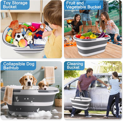 Collapsible Mop Bucket with Handle for Cleaning, 16L(4.2 Gallon) Silicone Square Mopping Bucket for Windows Cleaning or Car Washing, Cleaning Supplies Organizer Plastic Bucket for Storage
