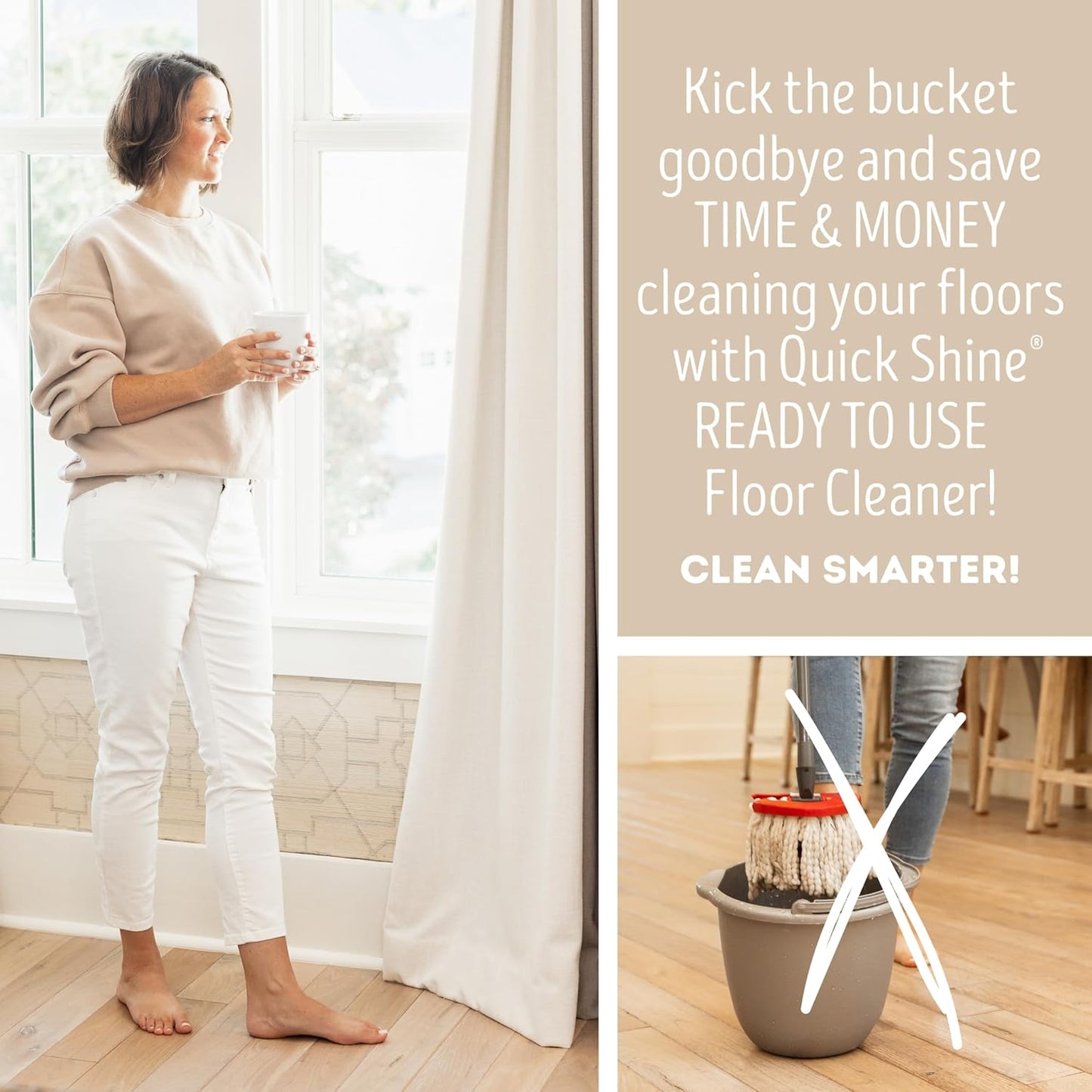Quick Shine Multi Surface Floor Cleaner 64oz, Ready to Use-Streak Free-No Rinse, Use on Hardwood, Laminate, Luxury Vinyl Plank & Stone, Use in Spray Mops & Vac Mops, Safer Choice Cleaner