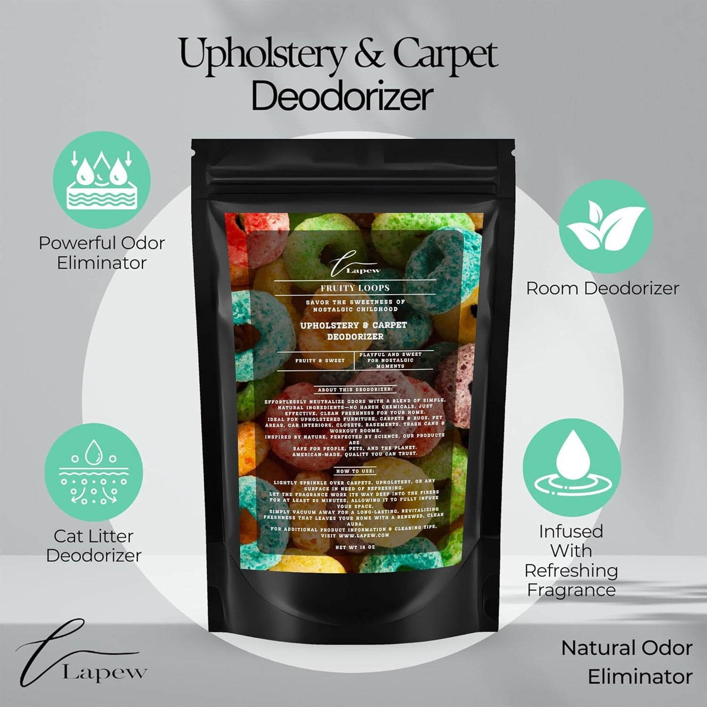 Lapew Black Sea Scented Cleaning Bundle | Carpet Deodorizer Powder (16 oz) & Mop Soap Concentrate (36 oz) | Pet-Friendly Odor Eliminator - Colors A