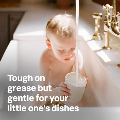 ATTITUDE Baby Dish Soap and Bottle Cleaner, EWG Verified Dishwashing Liquid, No Added Dyes or Fragrances, Tough on Milk Residue and Grease, Vegan, Refillable Aluminum Bottle, Unscented, 16 Fl Oz