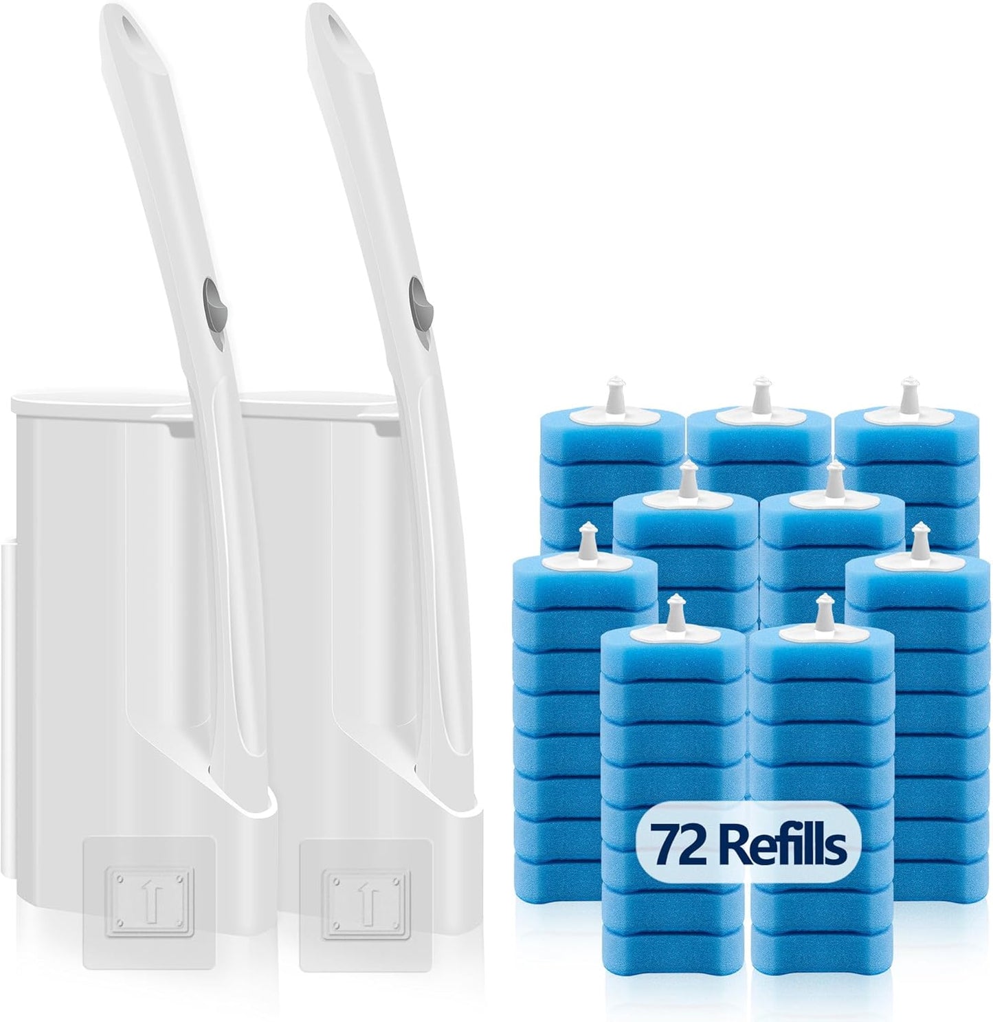 144 Count Disposable Toilet Brush Refills Compatible with Most Wands, Toilet Bowl Wand Refills-Blue Disposable Sponge Refill Heads Prefilled Cleaning Fluid for Bathroom Toilet Cleaning.