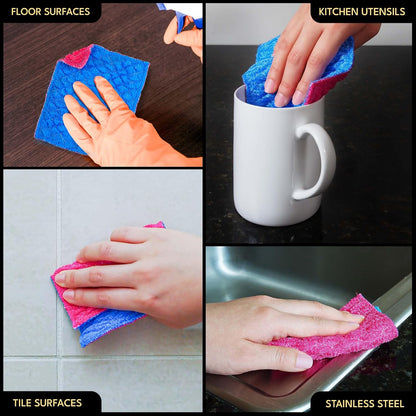 Durable Dish Cloth for Washing Dishes - Reusable Scouring Pad- Sponge Alternative for Non-Scratch Cleaning - for Dishes, Tiles, Floor and Other Surfaces - Pack of 3