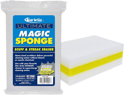 STAR BRITE Ultimate Magic Sponge - Boat Scuff Eraser Melamine Scrubber with Reinforced Core - 2 Pack (041000)