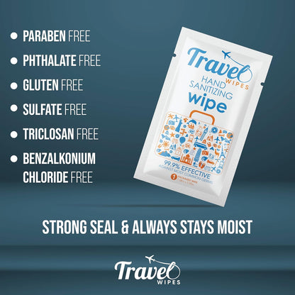 Hand Sanitizing Travel Wipes – 30ct Individually Wrapped | Fragrance-Free, Moisturizing, 70% Isopropyl Alcohol Wipes | Travel, Home, Office, Daily Use | Made in USA