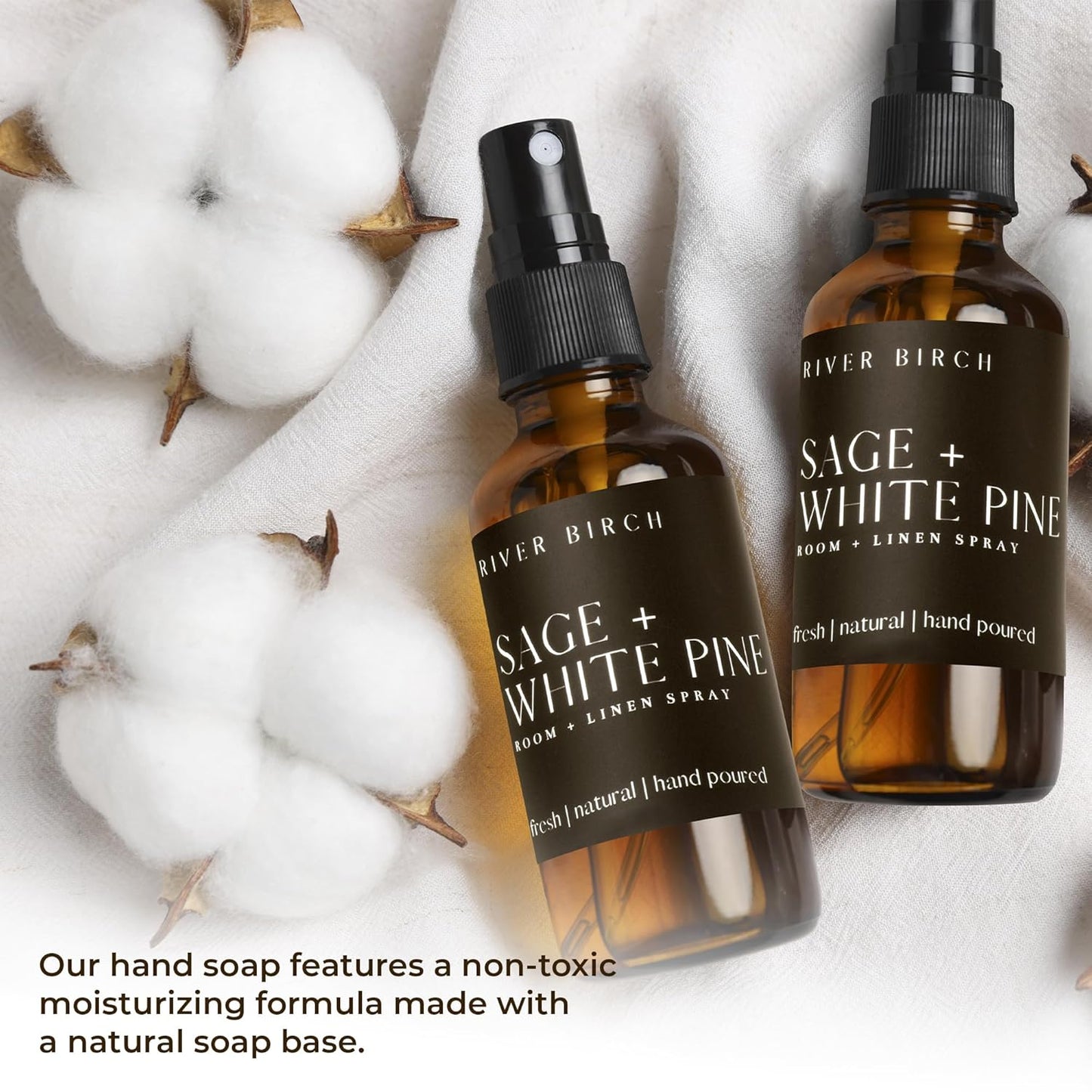 River Birch Luxury Linen and Room Spray - Home Signature Scent Balsam and Cedar Room Fragrance Spray - Fragrant Fresh Linen Air Freshener For Bedding - Handmade in Texas - 4 oz Glass Amber Bottle