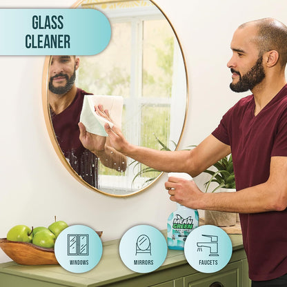 Mean Green Glass Cleaner Spray, Fresh Scent, 24 oz – Streak-Free Shine, Ammonia-Free, Windows, Mirrors, Glass & Chrome Surfaces