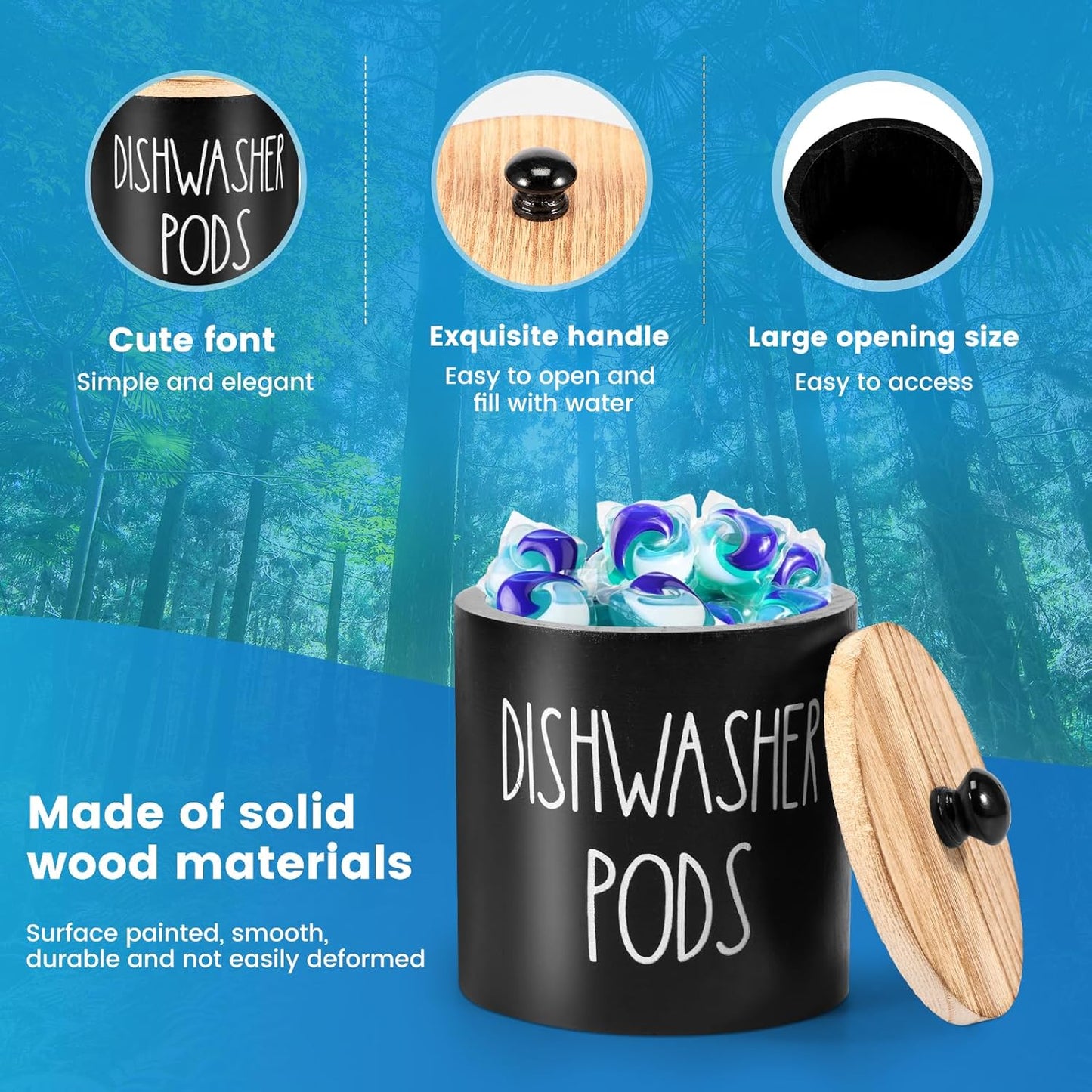Dishwasher Pod Container Small Dishwasher Pod Holder With Lid Weekly Supply To Keep Fresh Round Storage Wide Opening Laundry Detergent Laundry Pod Holder Laundry Pods Container For Home Kitchens