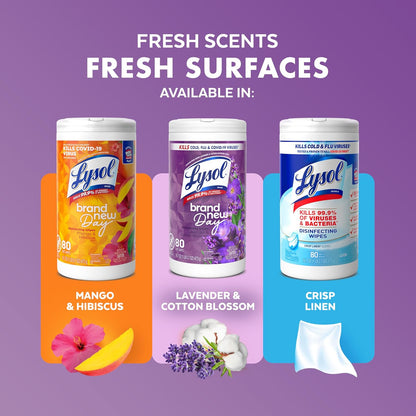 Lysol Disinfectant Wipes, Dorm Room Essentials, Multi-Surface Antibacterial Cleaning Wipes, For Disinfecting and Cleaning, Crisp Linen, 80 Count