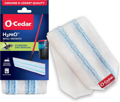 O-Cedar Genuine H2prO Mop Pad Replacement (2-Pack) | Microfiber Refill | Machine Washable | Removes 99% of Bacteria with Water* | Compatible with O-Cedar H2prO Spin Mop System
