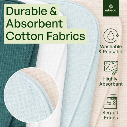 mioeco 20 Pack Reusable Kitchen Paper Towels Washable - Super Absorbent Natural unPaper Towels - Natural Cotton - Reusable, Paperless Kitchen Dish Cloths - 100% Organic