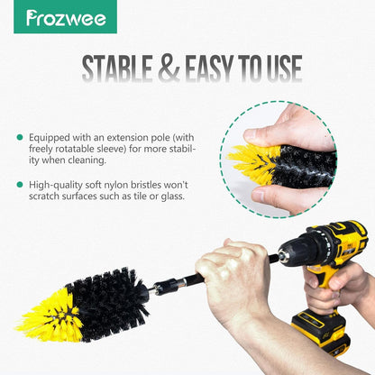 2PACK Tile Corner Drill Brush,Upgraded Powerful Scrubber Brush Made to Tackle Corner Stains,Cleaning Corner of Grout, Tiles, Sinks, Bathtub, Bathroom, Kitchen