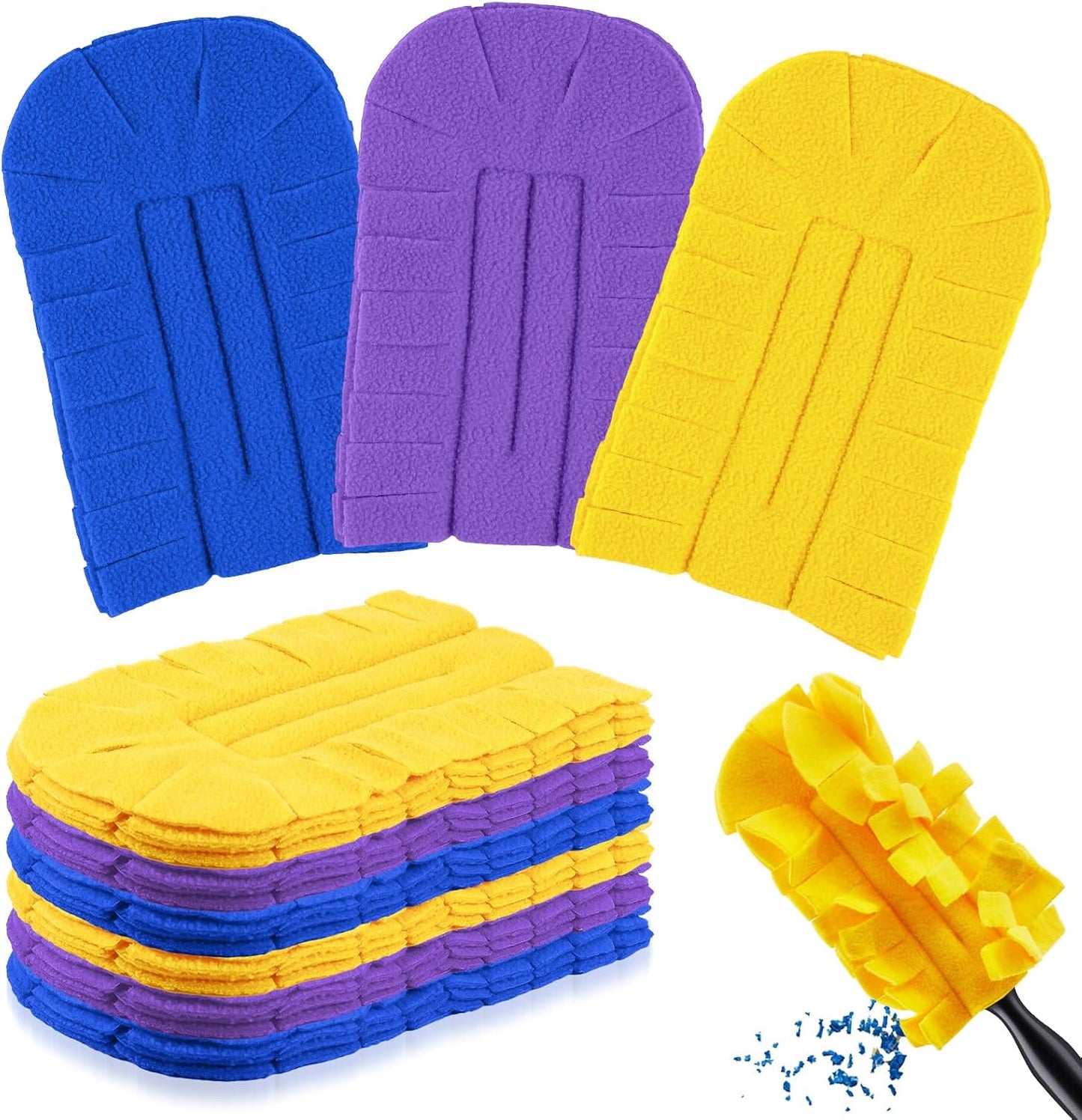 Zubebe 12 Pcs Duster Refill Reusable Fleece Duster Refills Feather Flat Dusters Multi Surface Washable Cleaning Pads Tools for Home, Blinds, Car, Pet, Furniture, Fans (Dark Color)