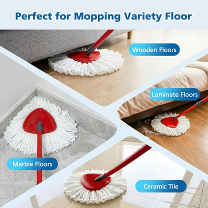 8 Pack RinseClean Spin Mop Replacement Head Refills Compatible with O Ceda RinseClean 2 Tank System, Blue Microfiber Mop Refills for Floor Cleaning