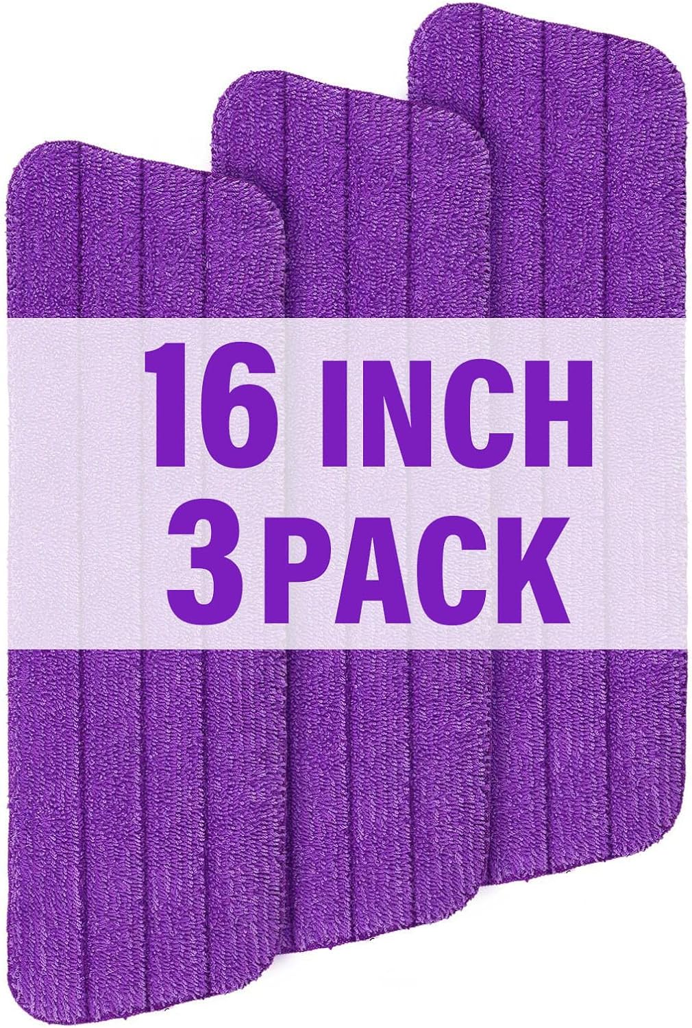 16.5 inch Mop Pads Refills, 3 Pack Microfiber Reusable Replacement Mop Pads Flat Replacements Heads for Wet Or Dry Floor Cleaning and Scrubbing, Grey Tassel Cloth