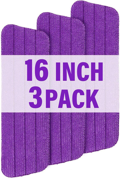 16.5 inch Mop Pads Refills, 3 Pack Microfiber Reusable Replacement Mop Pads Flat Replacements Heads for Wet Or Dry Floor Cleaning and Scrubbing, Grey Tassel Cloth