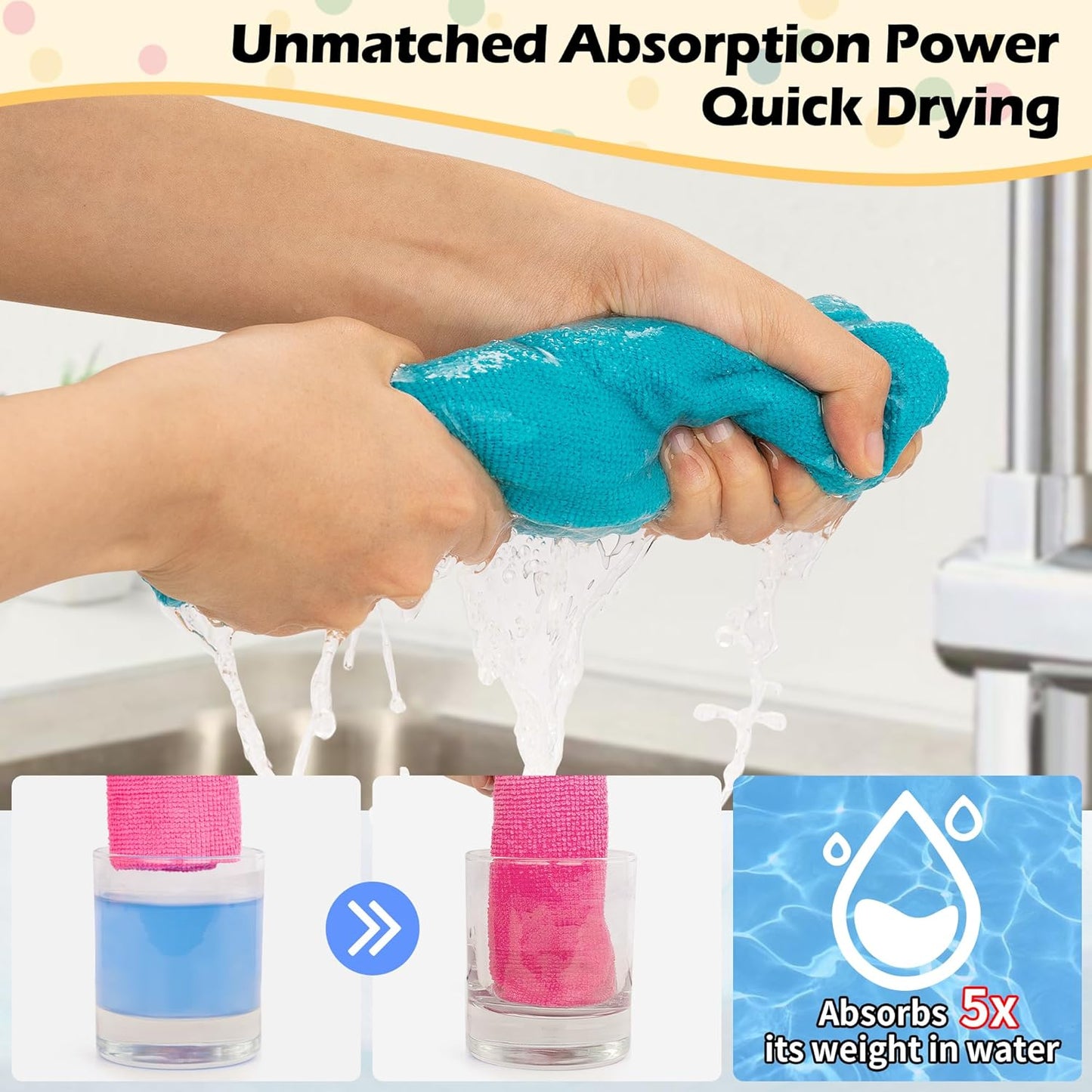 FIXSMITH Microfiber Cleaning Cloth - Pack of 8, Size: 12 x 16 in, Multi-Functional Cleaning Towels, Highly Absorbent Cleaning Rags, Lint-Free, Streak-Free Cleaning Cloths for Car Kitchen Home