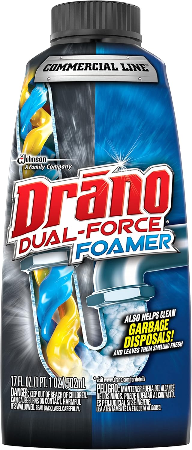 Drano Early Action Foamer Drain Clog Remover and Cleaner for Shower or Sink Drains, Unclogs and Removes Sources of Odor, 17 Fl Oz