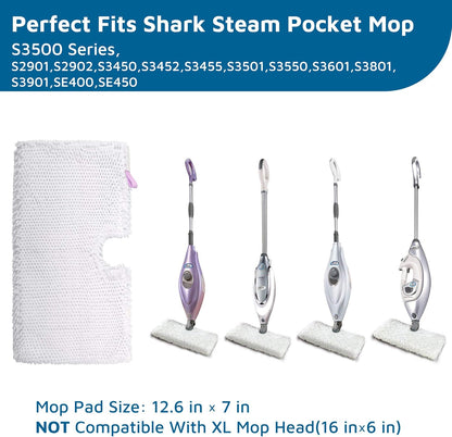 F Flammi 8-Pack Replacement Pads Compatible with Shark Steam Pocket Mop S3501 S3601 S3901 S3550 S3801 SE450, Double-Sided Microfiber Refills for Hardwood Tile Floor, Professional Scrubbing Strips