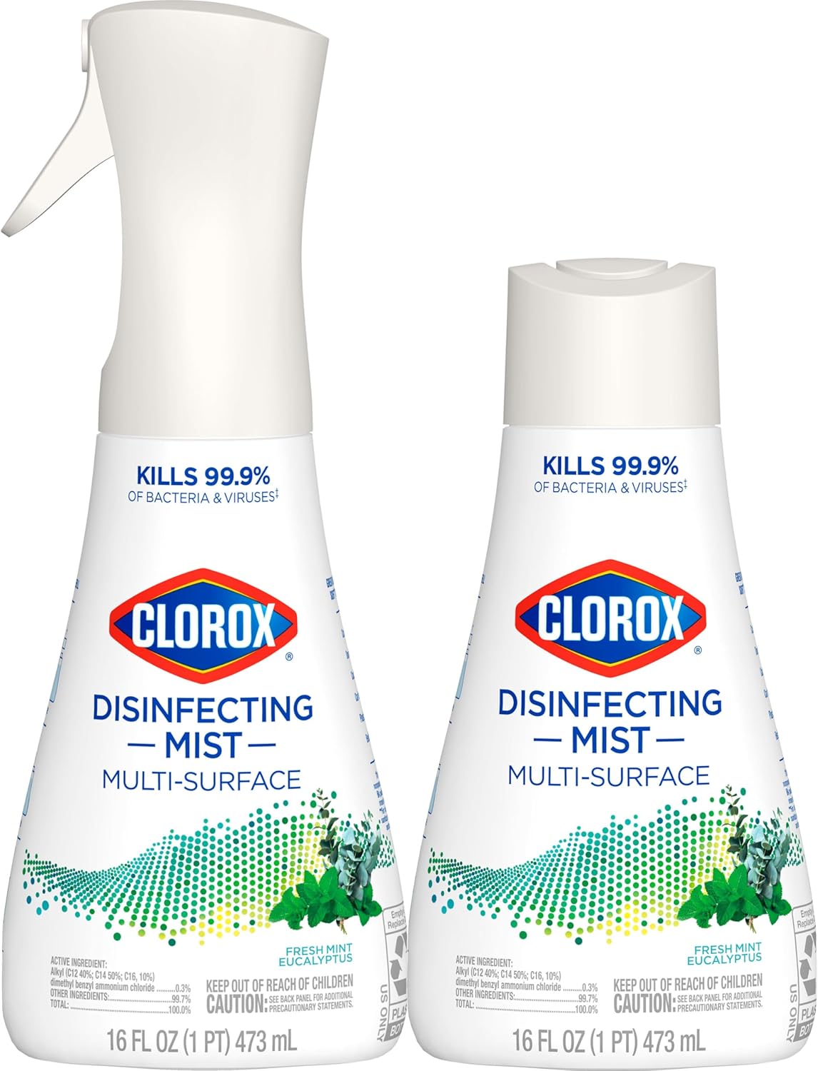 Clorox Disinfecting Mist Refill, Multi-Surface Disinfectant, Household Essentials, Lemongrass Mandarin, 16 Fluid Ounces
