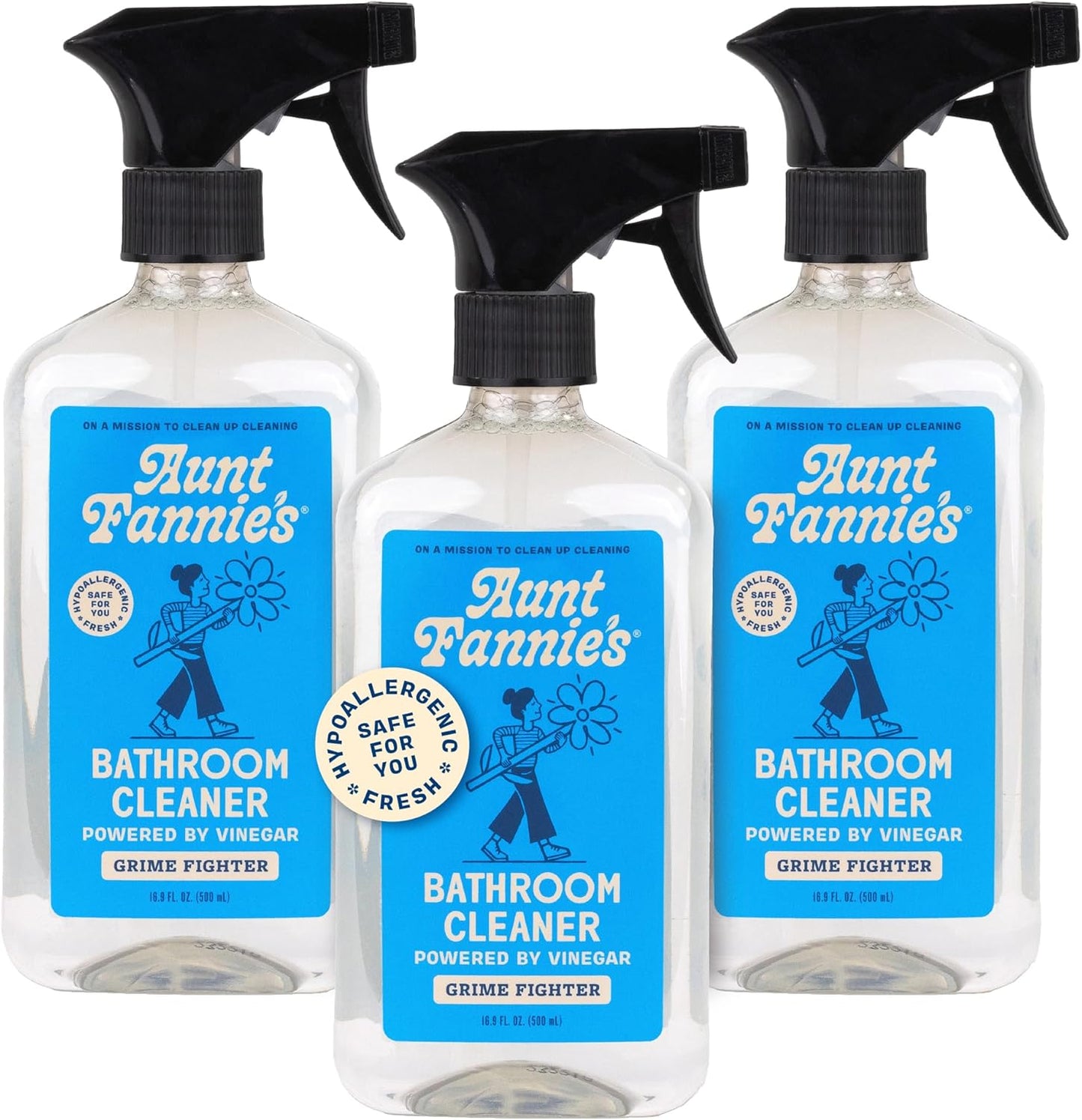 Aunt Fannie's All Purpose Bathroom Cleaner Vinegar Spray for Shower, Tub, Toilet, Tile, Sink and Fixtures, 16.9 Ounces (Pack of 1)
