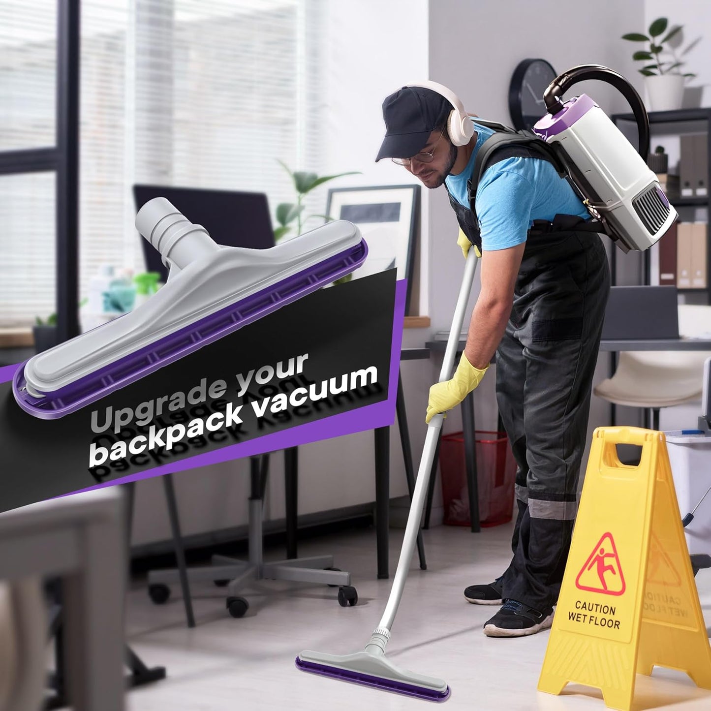 Replacement Floor Tool Compatible with ProTeam 101446 E-Z Glide Backpack Vacuums 10 QT & 6 QT, 14" Hard Floor Tool Compatible with Commercial Cleaners(Brush with Scalloped Edges,Gray)
