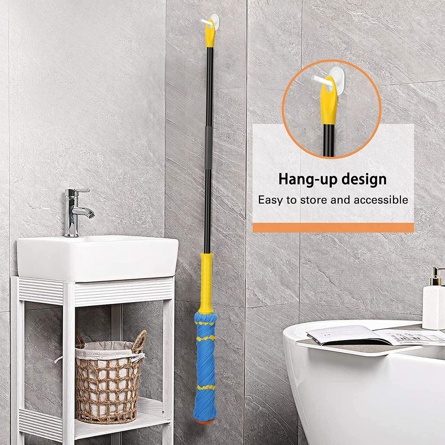 KeFanta Self-Wringing Twist Mop for Floor Cleaning, Long Handled Microfiber Floor Mop with Top Scouring Pad for Kitchen, Hardwood, Restaurant, Bathroom, Garages, Warehouses, Office,57-inch