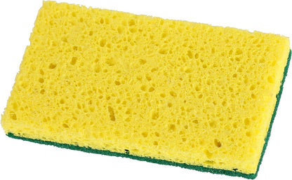 Non-Scratch Cellulose Sponge Kitchen Scrub Sponge with Scouring Pad Set, Good for Non-Stick Cookware Frying Pan, Pot, Counter Top, Sink Scrubbing, Kitchen Scrubbers, Pack of 2, (Red/Pink)