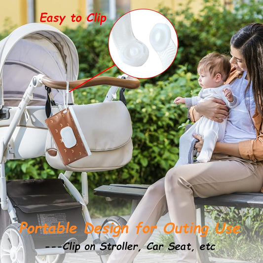 4 Pack Wipes Dispenser, Seposeve Portable Baby Wipe Case, Refillable Baby Wipes Container, Wipe Holder, Keeps Wipes Fresh, Reusable Wet Wipe Pouch for Outdoor Outing, Camping, Hiking. PureColor