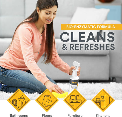Zeiff Pro-Grade Multi-Purpose Probiotic Enzyme Cleaner - Powerful Cleaning & Odor Eliminating Formula For Professional & Home Surfaces - 32 Ounce - Fragrance Free