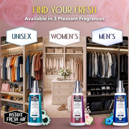 Fabric Freshener Spray & Deodorizer Odor Eliminator - Works Instantly with Noxban™ - Eco-Friendly Fabric Refresher & Odor Neutralizer - Safe for Garments, Linens, Bedding - Men's