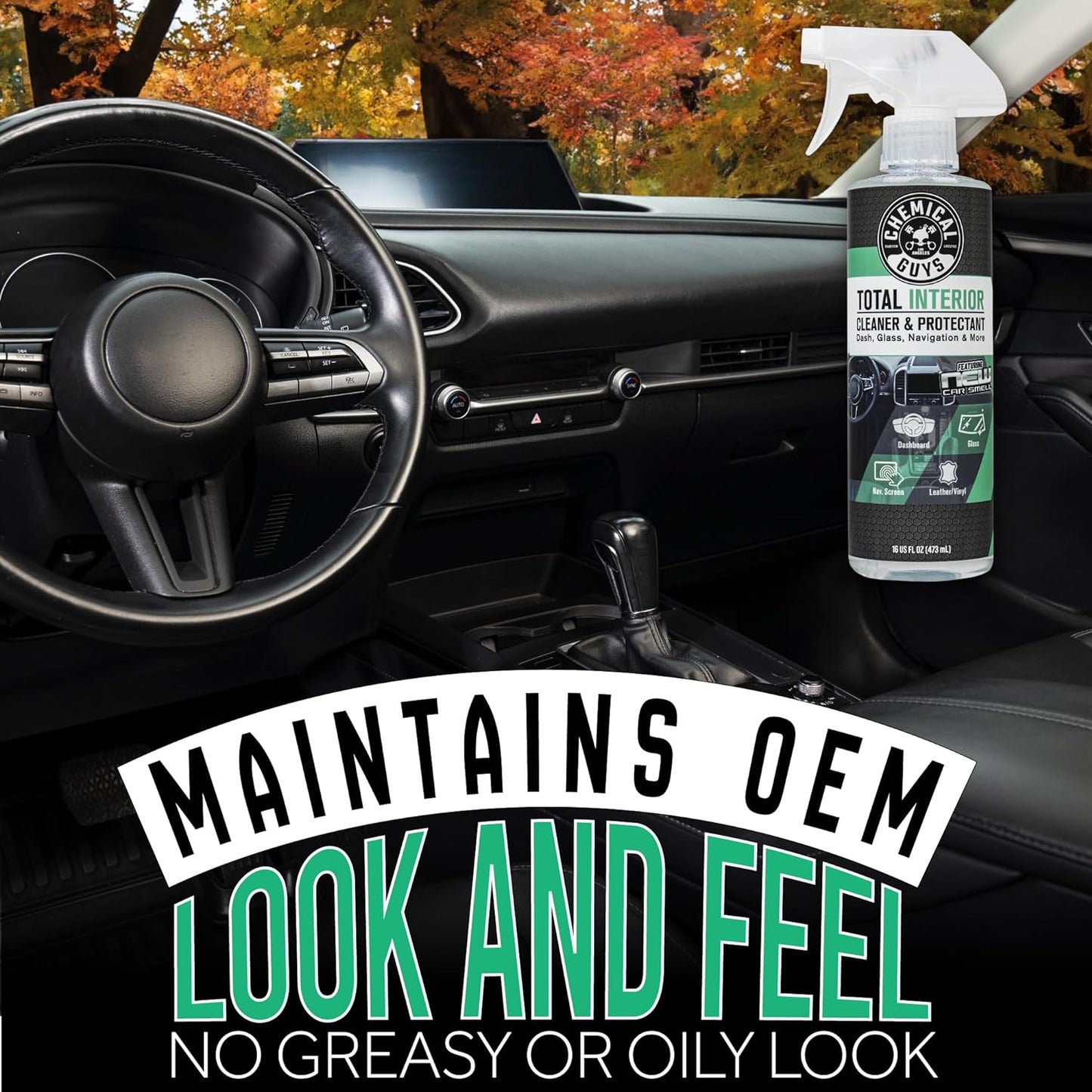 Chemical Guys Total Interior Cleaner & Protectant - Black Cherry, Car Cleaning Spray, Cleans and Protects Leather, Vinyl, Plastic, Rubber, and Glass, Safe for Trucks, SUVs, Jeeps, RVs & More - 16 oz