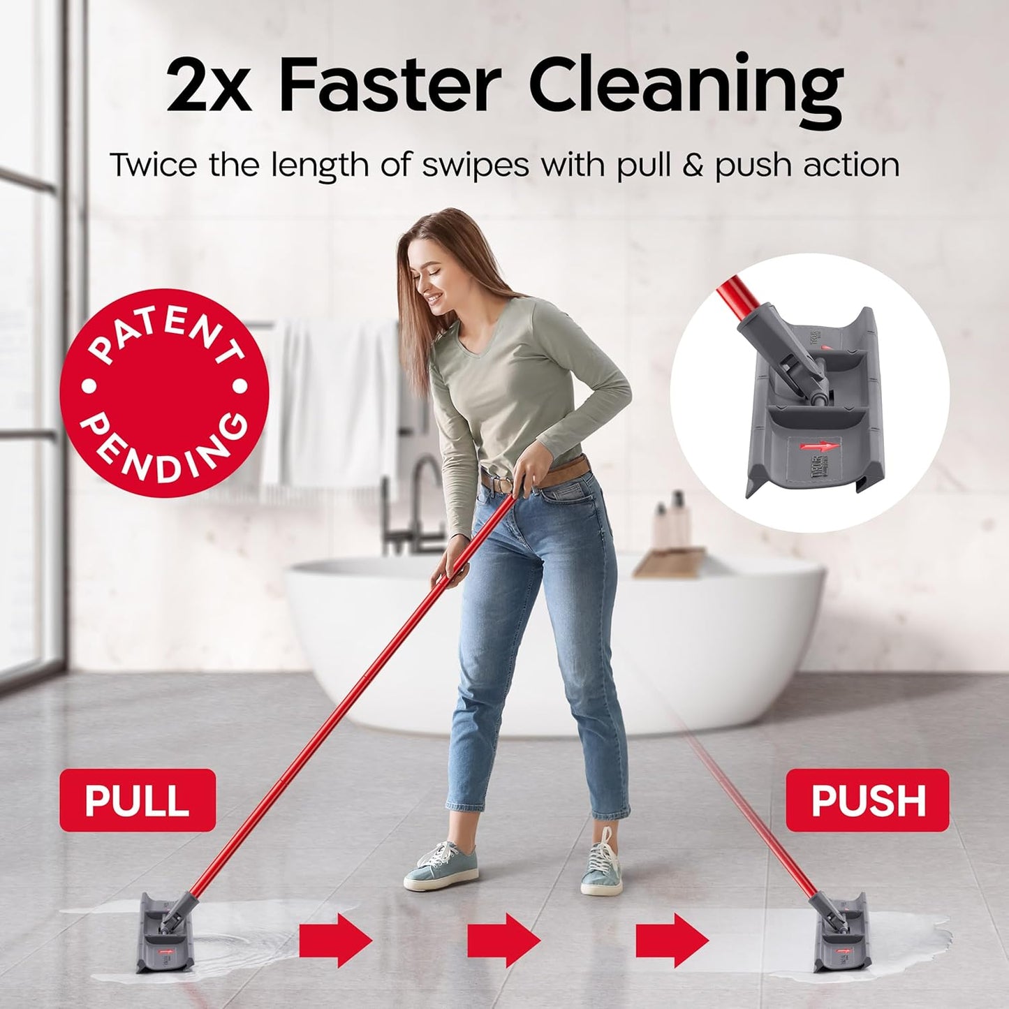 Tyroler Heavy Duty Floor Squeegee for Concrete Floors | 16.5" Squeegee for Floor with 55" 4-Part Handle | Squeegees Broom for Floors | The MoppyShmoppy is The Ideal Squeegees Mop for All Surfaces