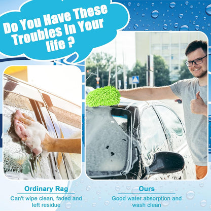 Toulite 8 Pcs Car Wash Mitt Chenille Microfiber Wash Mitt Double Sided Glove Cleaning Drying Mitts (7.48 x 10.24 Inch,Bright Colors)