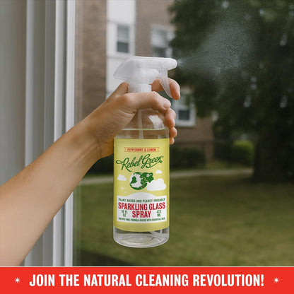 Rebel Green Sparkling Glass Spray - Streak-Free Natural Glass Cleaner for Windows, Mirrors, and Surfaces - Lavender & Grapefruit Scent - 16 oz - 2 Pack