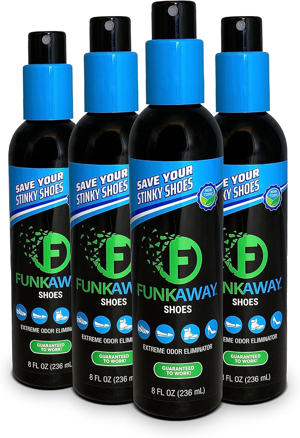 FunkAway Odor Eliminator Spray for Shoes, Clothes and Gear, 3.4 oz., Non-Aerosol; Mini Size for Travel, Ideal for Gym Bag, Purse, Locker or Suitcase