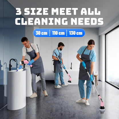 Electric Spin Scrubber for Bathroom: Shower Scrubber with Long Handle, Dual Speed Cordless Power Cleaning Scrub, 7 Brush Heads, IPX7 Waterproof Heavy Duty Cleaner Tools for Tub Tile Grout Wall