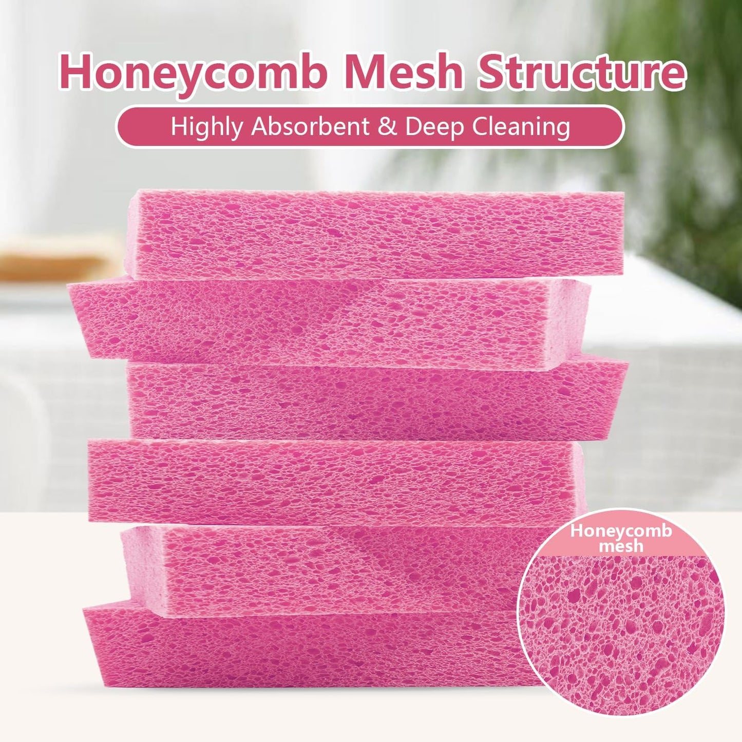 Cellulose Sponges, Large Size 4" x 6" x 1" - Heavy Duty Scrub Kitchen Sponge, Clean Tough Messes Without Scratching Kitchen Cleaning Pads, Pop Up Eco DIY (6 Pack), Green