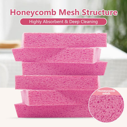 Cellulose Sponges, Large Size 4" x 6" x 1" - Heavy Duty Scrub Kitchen Sponge, Clean Tough Messes Without Scratching Kitchen Cleaning Pads, Pop Up Eco DIY (6 Pack), Green
