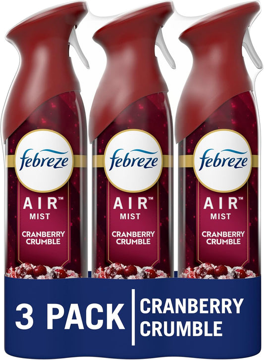 Febreze Air Freshener Spray, Odor-Fighting Room Spray, Crisp Fall Breeze, Cuddle Weather, Baked Cinnamon Apple, 8.8oz, 3 Count