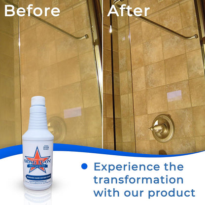 Bring It On Cleaner Hard Water Stain Remover 16 oz | Glass, Soap Scum Remover for Shower Glass, Fiberglass, Windows, Tile and Grout Cleaner, and Includes Scrubbing Drill Pads