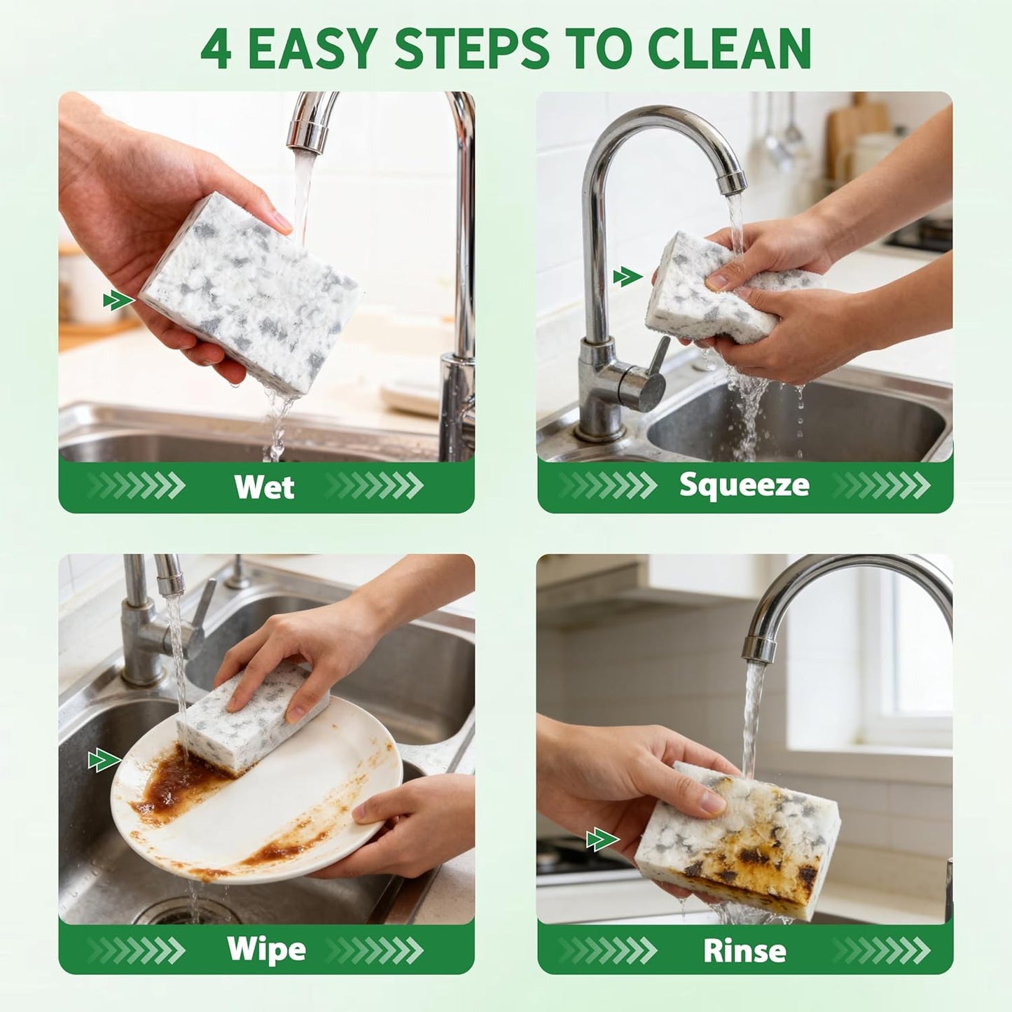 Magic Sponge Erasers Regenerative Material, 7.5X High-Density Melamine Foam Cleaning Pads, Heavy Grease Stains Cleaning Foam Sponge in Bulk for Kitchen, Bathroom, Walls, Shoes & Car (10)