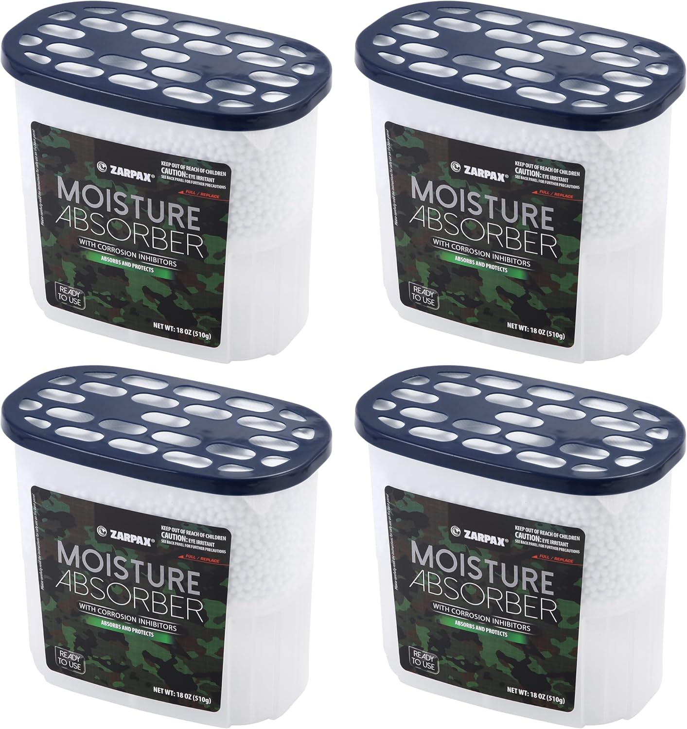 ZARPAX Moisture Absorber Activated Charcoal 10.5 oz/300g | Removes Moisture, Damp, Humidity & Odors | Odor Absorber | Moisture Trap for Bathroom, Closet, Kitchen & Small Spaces | Set of 6