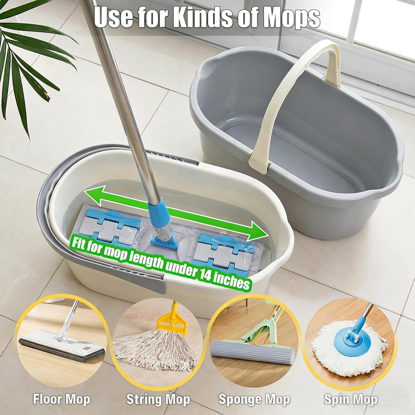 Haundry 4.5 Gallon Cleaning Bucket, Good Grips Household Mop Bucket for Cleaning Supplies, Cleaning Caddy Organizer Basket with Handle, 17.1L, White