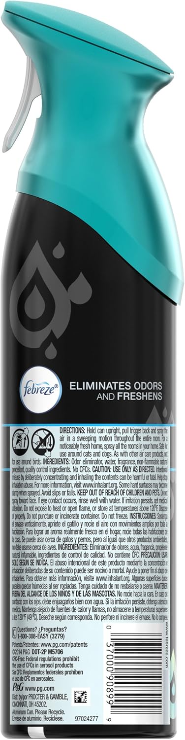 Febreze Air Mist Air Freshener Spray, Odor-Fighting Room Spray, Air Fresheners for Home and Bathroom and Kitchen, Aerosol Can, Unstopables Fresh Scent, Multicolor, 8.8oz (Pack of 3)