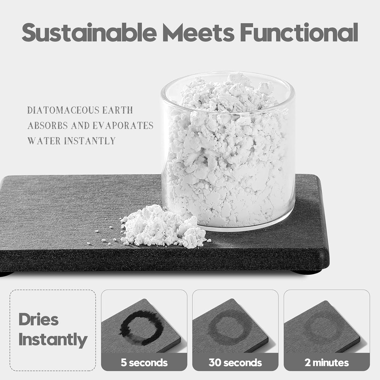 2PCS Water Absorbing Stone Drying Tray for Kitchen Counter & Bathroom Sink, Diatomite Faucet Splash Guard, Soap Dispenser Rack & Sponge Holder Caddy Organizer, Marble White (Printed Pattern), 9"x 3.5"
